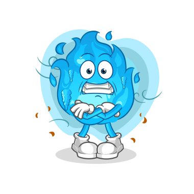 Mavi ateş soğuk illüstrasyon. karakter vektörü