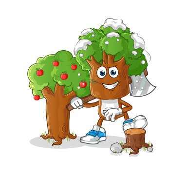 Ağaç kafalı çizgi film Carpenter Illustrasyon. karakter vektörü