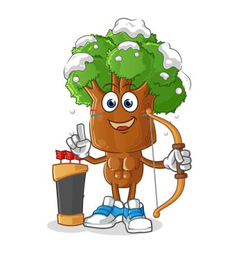 Ağaç başlı çizgi film Amerikan kabilesi. çizgi film vektörü