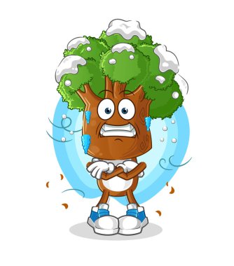 Ağaç kafalı karikatür soğuk çizimi. karakter vektörü