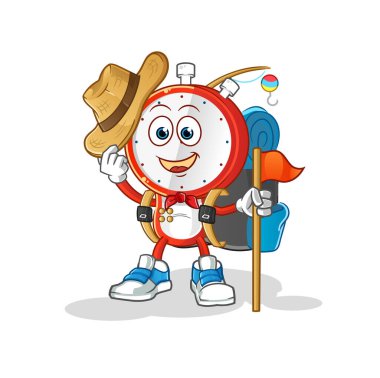 Çalar saat kafalı karikatür izci vektörü. çizgi film karakteri