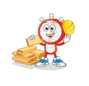 Çalar saat kafalı çizgi film yapımcısı vektörü. çizgi film karakteri