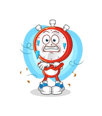 Çalar saat kafalı karikatür soğuk çizimi. karakter vektörü