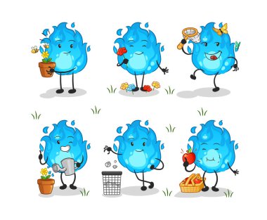 Mavi ateş dünyayı kurtarır. çizgi film maskotu