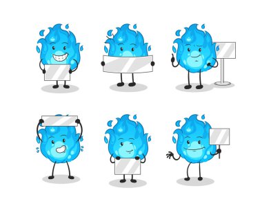 Mavi ateş grubu karakteri. maskot vektörü