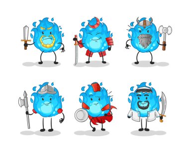 Mavi Ateş Savaşçısı grubu karakteri. çizgi film maskotu vektörü