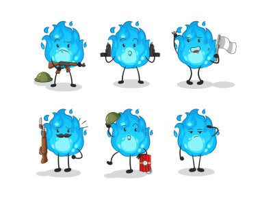 Mavi itfaiye karakteri. çizgi film maskotu vektörü