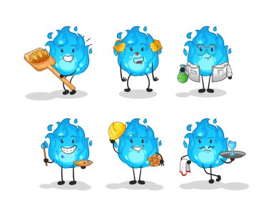 Mavi itfaiye mesleği karakter belirler. çizgi film maskotu vektörü