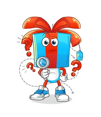 Hediye kafası çizgi film çizimi. karakter vektörü