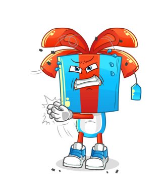 Hediye kafası çizgi film karakteri. çizgi film vektörü