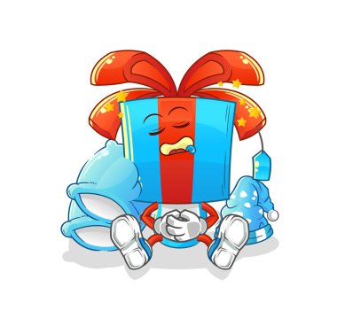 Hediye kafası çizgi film karakteri. çizgi film maskotu vektörü