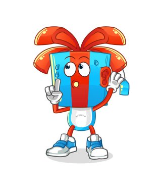 Hediye kafası çizgi film kulak misafiri vektörü. çizgi film karakteri