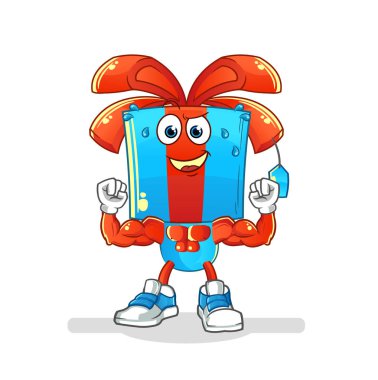 Yetenekli çizgi film kaslı. çizgi film maskotu vektörü