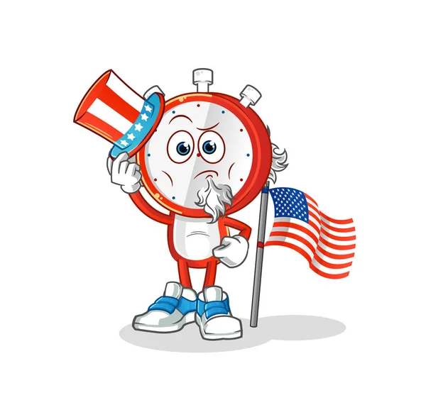 Alarm Clock Head Cartoon Uncle Sam Character Cartoon Mascot Vector — Stock Vector