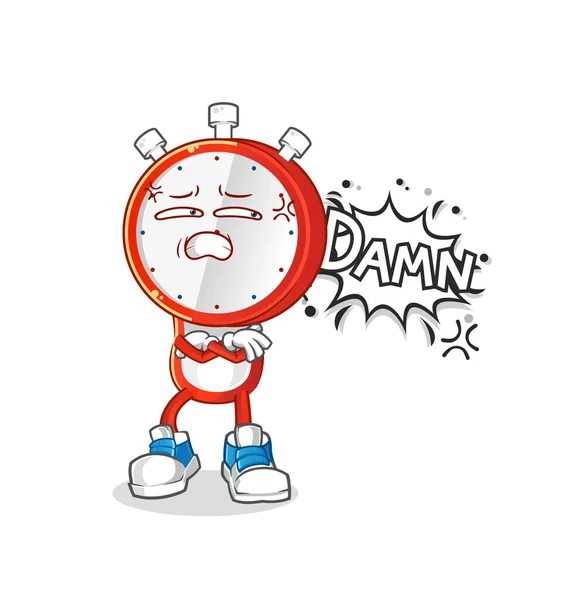 Alarm Clock Head Cartoon Very Pissed Illustration Character Vector — Διανυσματικό Αρχείο