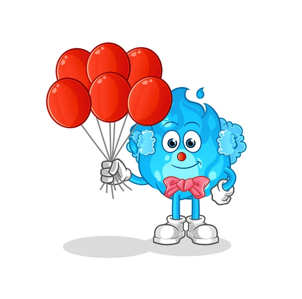 Blue Fire Clown Balloons Vector Cartoon Character — Stock Vector