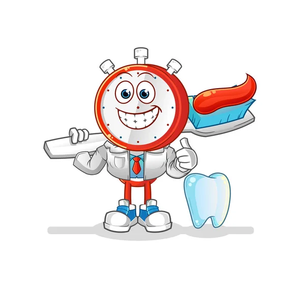 Alarm Clock Head Cartoon Dentist Illustration Character Vector — Stock Vector