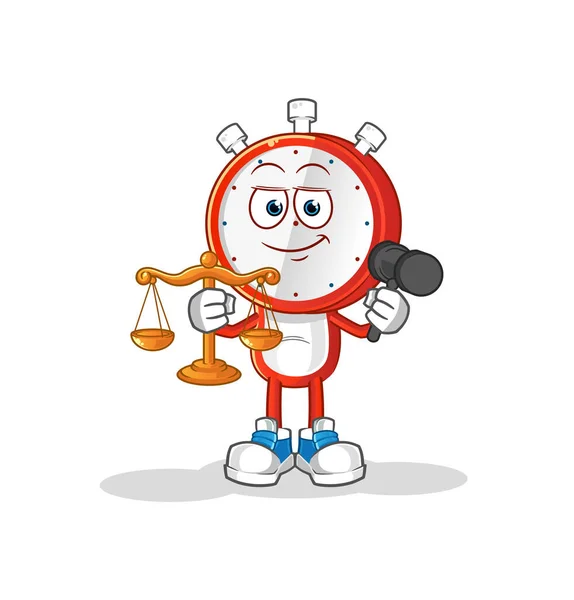 Alarm Klok Hoofd Cartoon Advocaat Cartoon Tekenfilm Mascotte Vector — Stockvector