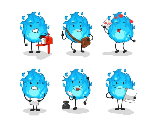 Mavi itfaiyeci karakteri belirledi. çizgi film maskotu vektörü