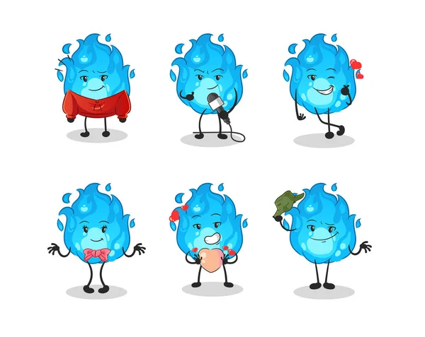 Mavi Ateş Koreli kültür grubu karakteri. maskot vektörü