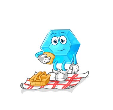 Diamond on a picnic cartoon. cartoon mascot vecto