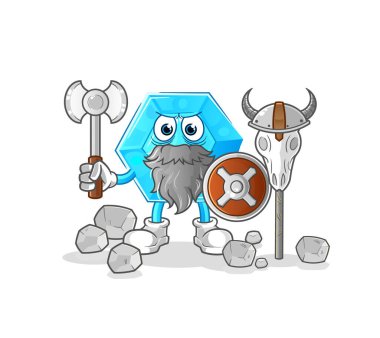 Diamond viking with an ax illustration. character vecto