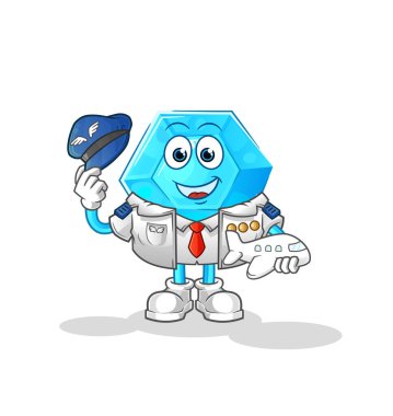 Diamond pilot mascot. cartoon vecto