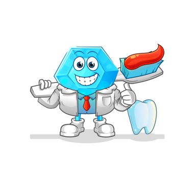Diamond dentist illustration. character vecto
