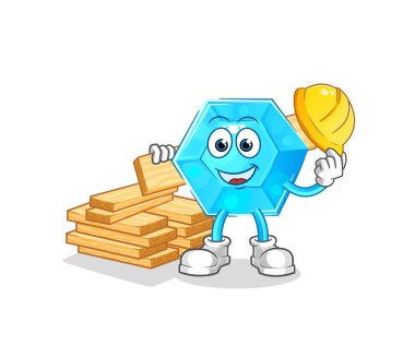 Diamond builder vector. cartoon characte