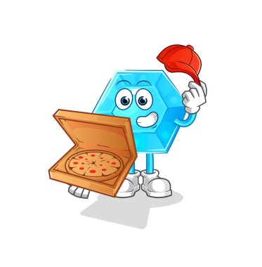 Diamond pizza delivery boy vector. cartoon characte