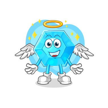 Diamond angel with wings vector. cartoon characte