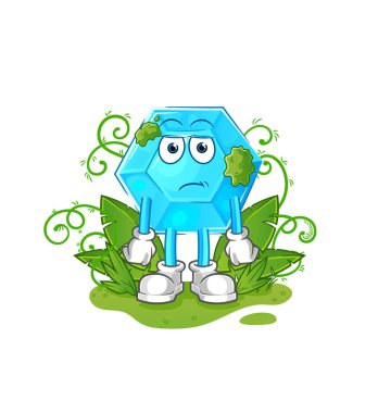 Diamond waiting too long mascot. cartoon vecto