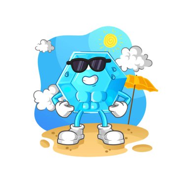 Diamond sunbathing in summer. character vecto