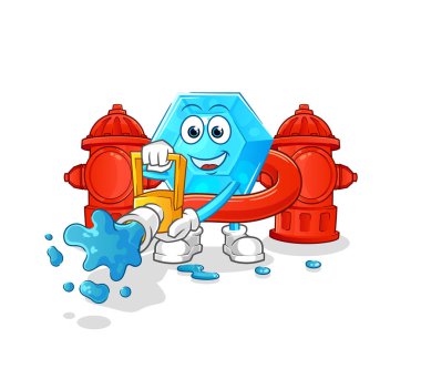 Diamond firefighter vector. cartoon characte