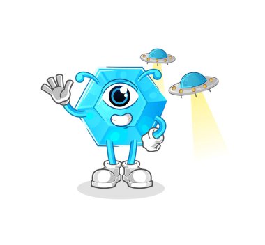 Diamond alien cartoon mascot vecto