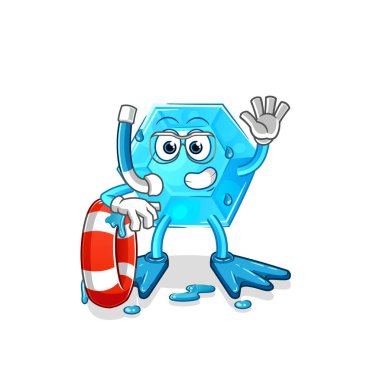 Diamond swimmer with buoy mascot. cartoon vecto