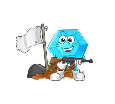 Diamond army character. cartoon mascot vecto
