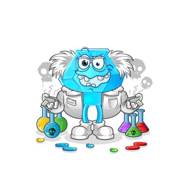 Diamond mad scientist illustration. character vecto