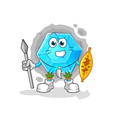 Diamond african tribal fighter mascot. cartoon vecto