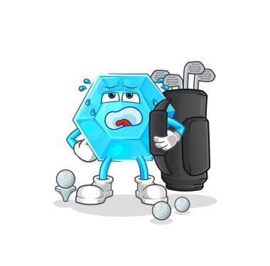 Diamond with golf equipment. cartoon mascot vecto