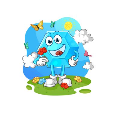 Diamond pick flowers in spring. character vecto