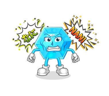 Diamond anime angry vector. cartoon characte
