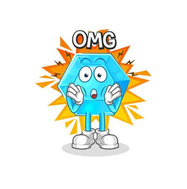 Diamond Oh my God vector. cartoon characte