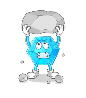 Diamond lifting rock cartoon character vecto