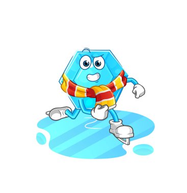Diamond ice skiing cartoon. character mascot vecto