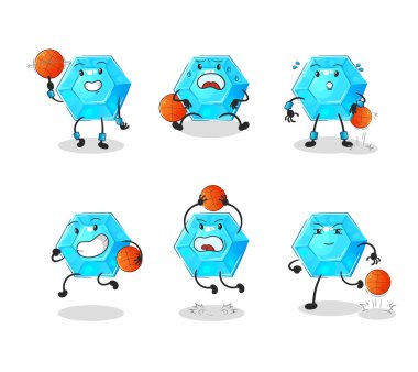 Diamond basketball player group character. mascot vecto