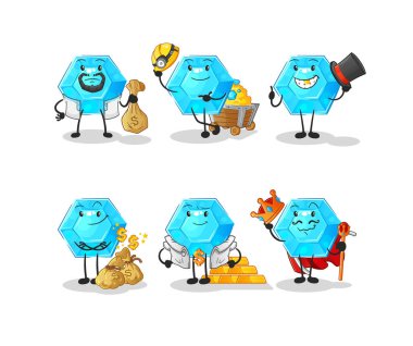 Diamond rich group character. cartoon mascot vecto
