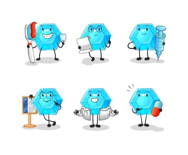 Diamond doctor group character. cartoon mascot vecto