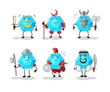 Diamond warrior group character. cartoon mascot vecto