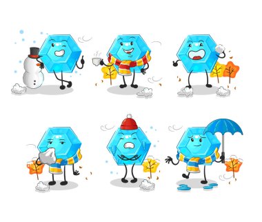Diamond in cold weather character mascot vecto